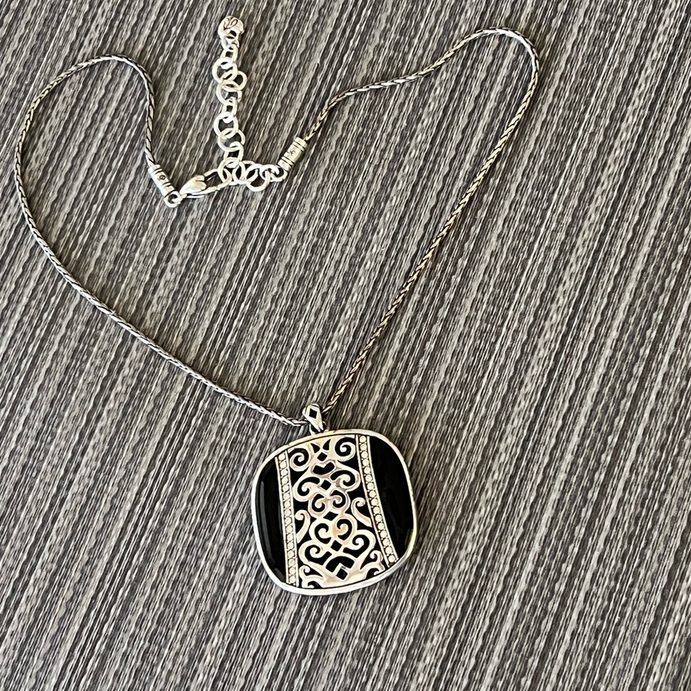 BRIGHTON double sided gold and black pendant necklace